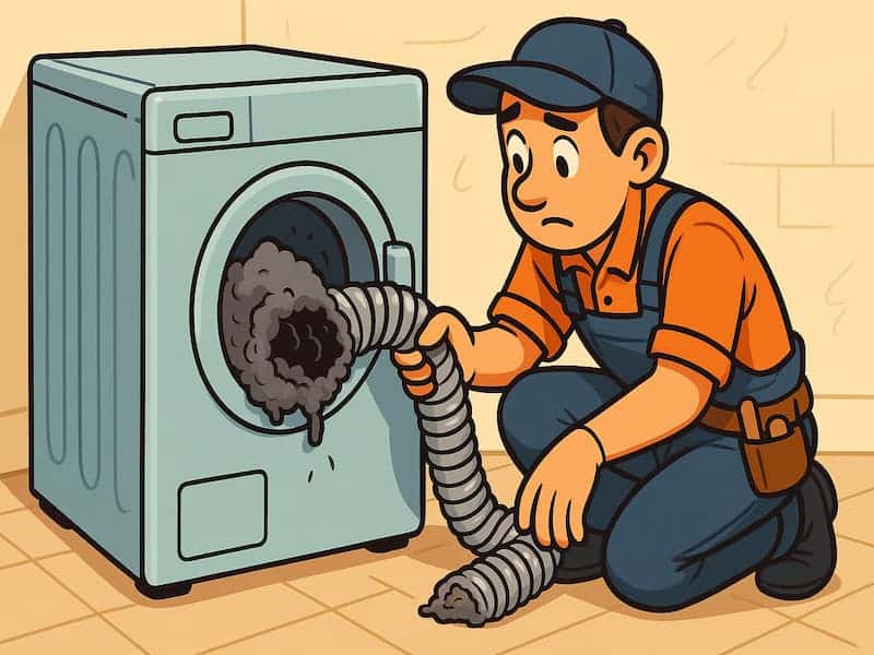 Severely clogged dryer vent removed from Vancouver home showing lint buildup
