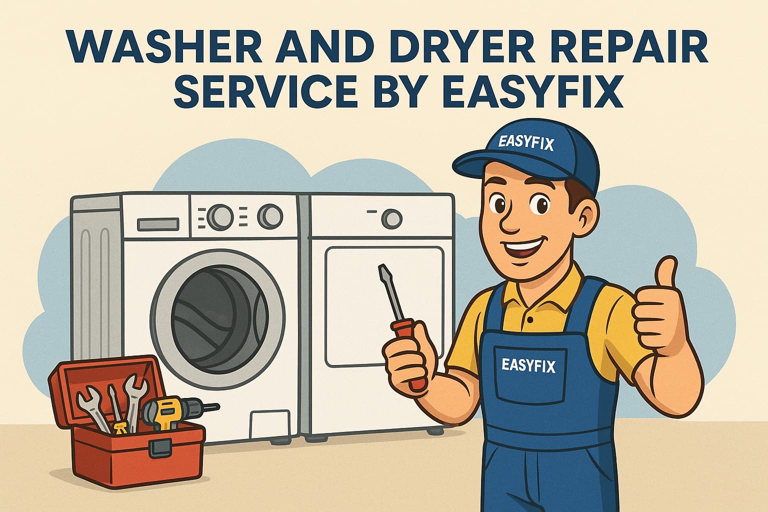 Washer and dryer repair service by EasyFix technician in Vancouver fixing laundry appliances