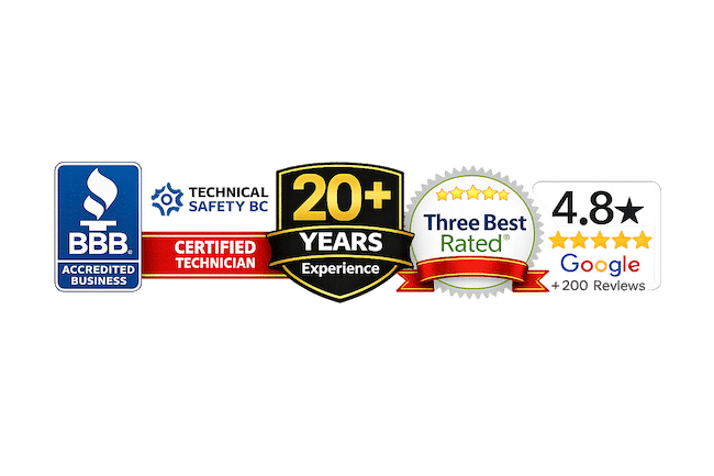 BBB accredited and Technical Safety BC certified appliance repair company in Pitt Meadows BC with 20+ years experience and 4.8 star Google rating