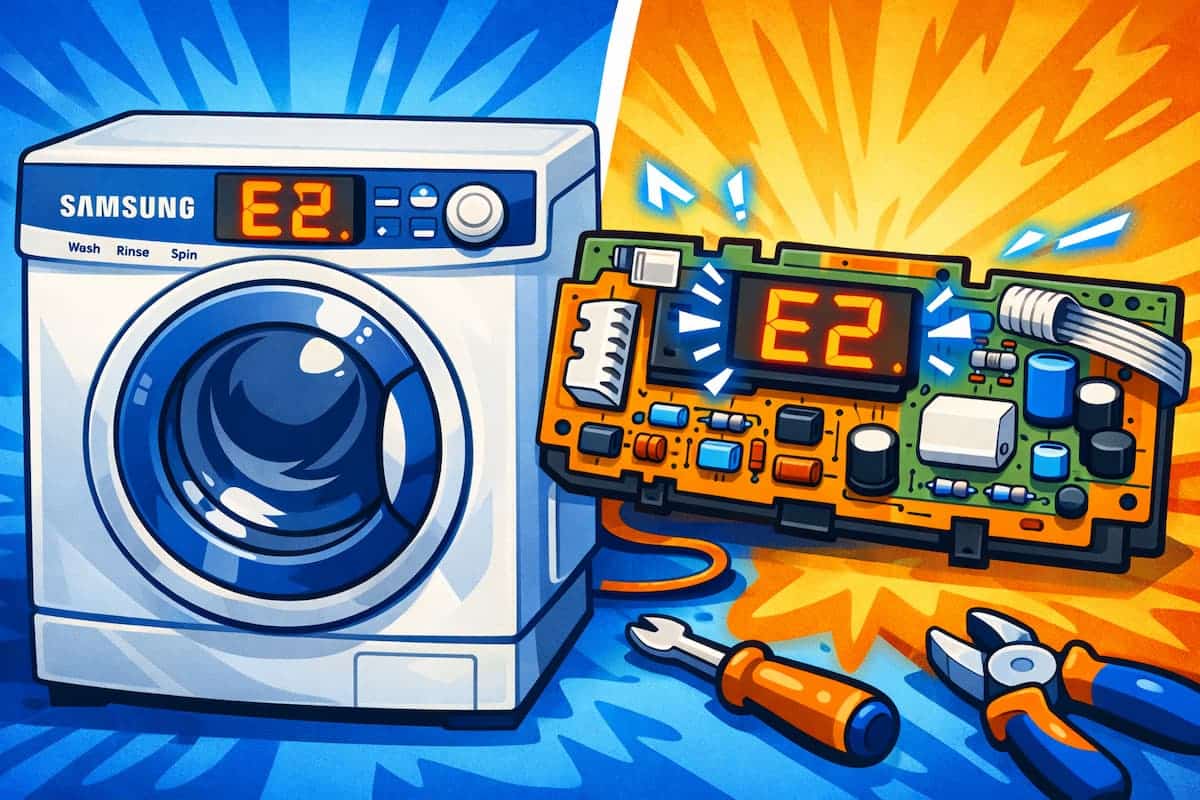 Samsung washer error codes displayed on control board during washing machine repair