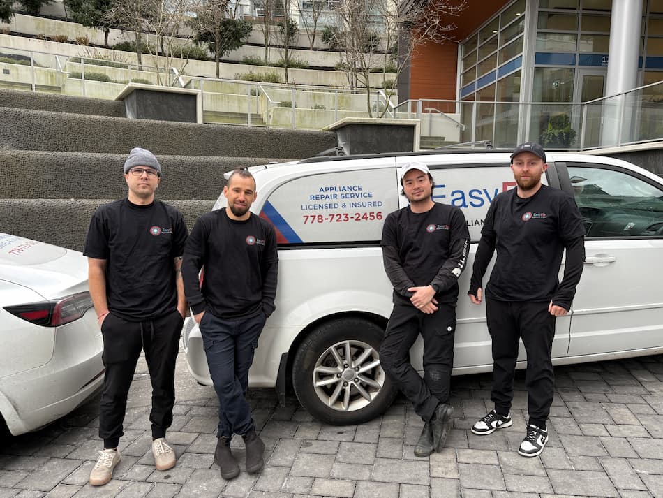 EasyFix Appliance Repair team and technicians in Vancouver standing in front of a service van