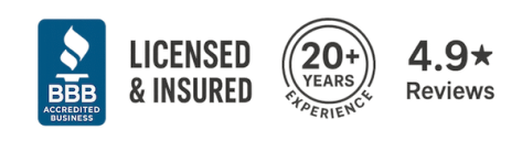 Appliance Repair Victoria trust badges showing BBB Accredited Business, licensed and insured, 20 years experience, and 4.9 star reviews